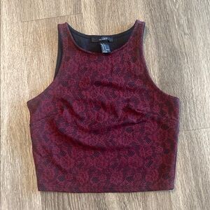 Forever 21 Red burgundy Fitted Tank Top with Black Trim